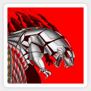 the onslaught of mechagodzilla techno kaiju burn Sticker